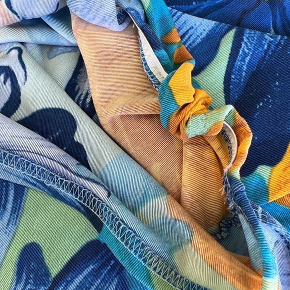 Blue Mint and Golden Orange Floral Skirt Set - Picture 4 of 14